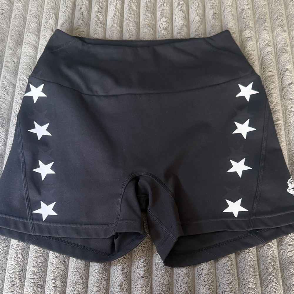 Darc Sport Black Athletic Shorts with White Star Accents